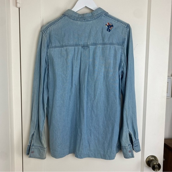 Vintage Southwest Embroidered Feather Chambray Denim Button Front Shirt Medium - Picture 3 of 9